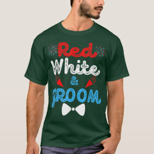 T-shirt Rouge Blanc Et Marié Fête De Mariage Drôle 4 Juill