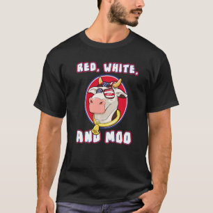 T-shirt Rouge Blanc Et Moo 4 Juillet Vache Patriotique Fer