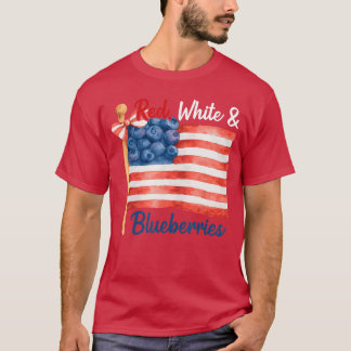 T-shirt Rouge Blanc et Myrtilles Patriote Liberté Américai