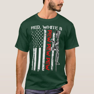 T-shirt Rouge Blanc Et Pew Patriotic Pro Gun AR15 Rifle US