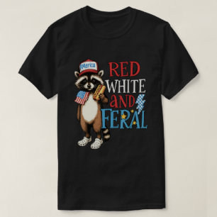 T-shirt Rouge Blanc et Sauvage – Drôle de Raccoon le 4 jui