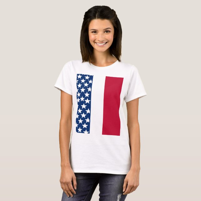 T-shirt Rouge blanc étoiles joyeuses fête de l'Indépendanc (Devant entier)