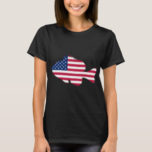 T-shirt Rouge Blanc Patriotique & Bruh Amérique Poisson Pê
