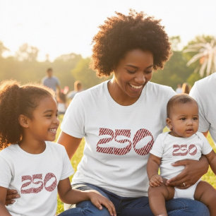 T-shirt Rouge Blanc Rayure Bleue Étoiles Amérique 250 Anni