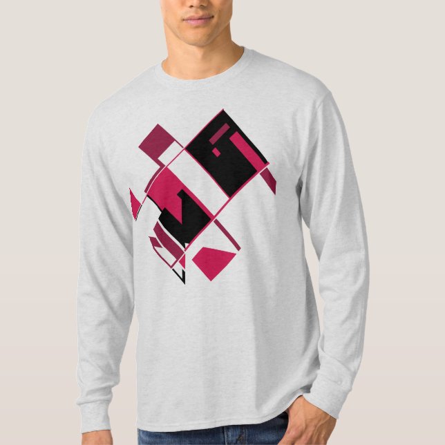 T-shirt Rouge bordeaux noir Abstrait Géométrique MCM Look (Devant)