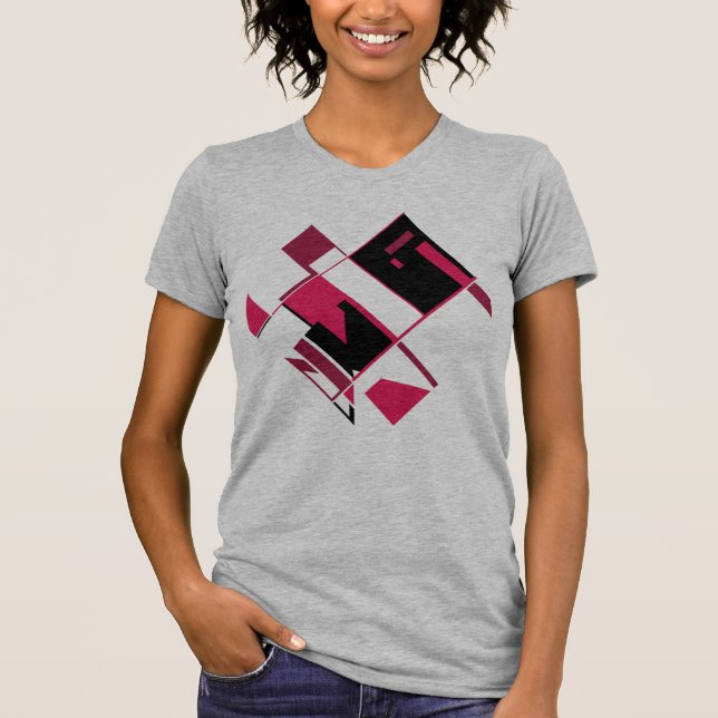 T-shirt Rouge bordeaux noir Abstrait Géométrique MCM Look (Devant)