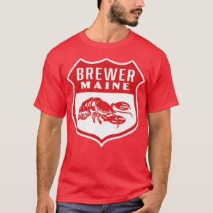 T-shirt Rouge Brewer Maine Retro Shield