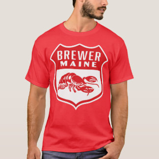 T-shirt Rouge Brewer Maine Retro Shield