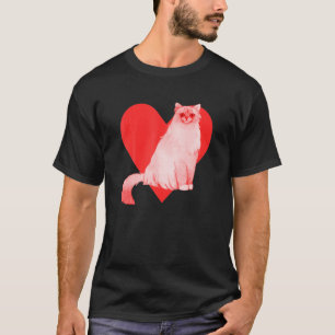 T-shirt Rouge Coeur mignon animal meilleur ami Birman Chat
