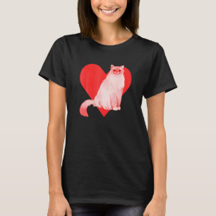 T-shirt Rouge Coeur Mignon Animal Meilleur Ami Chat Birman