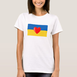 T-Shirt rouge cœur sur les couleurs du drapeau ukr
