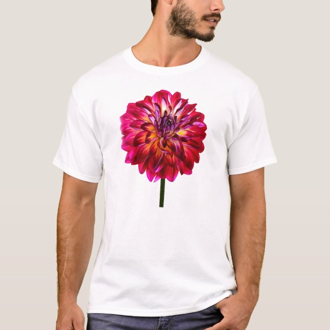 T-shirt Rouge Dahlia Tintée Avec Jaune (Devant)