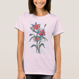 T-shirt rouge de bleuets