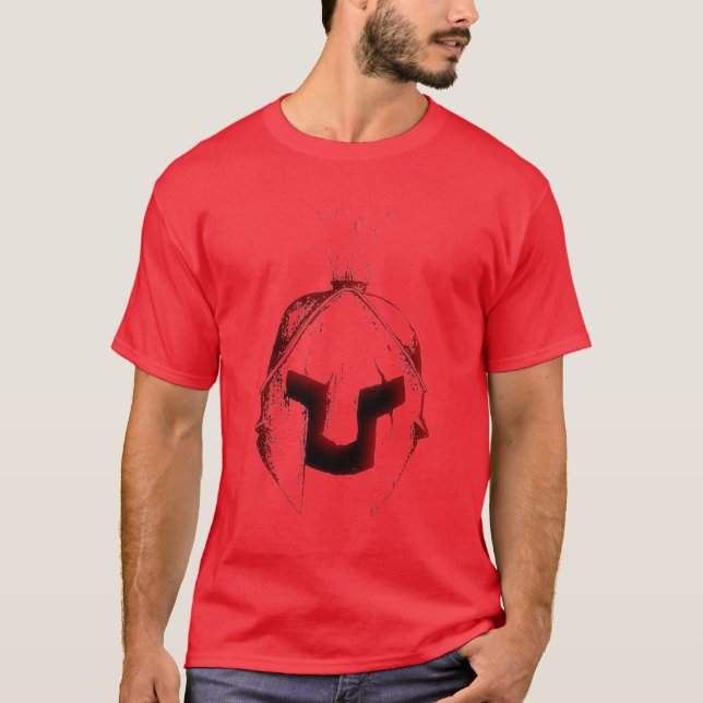 T-shirt rouge de casque de SPARTANWARE (Devant)