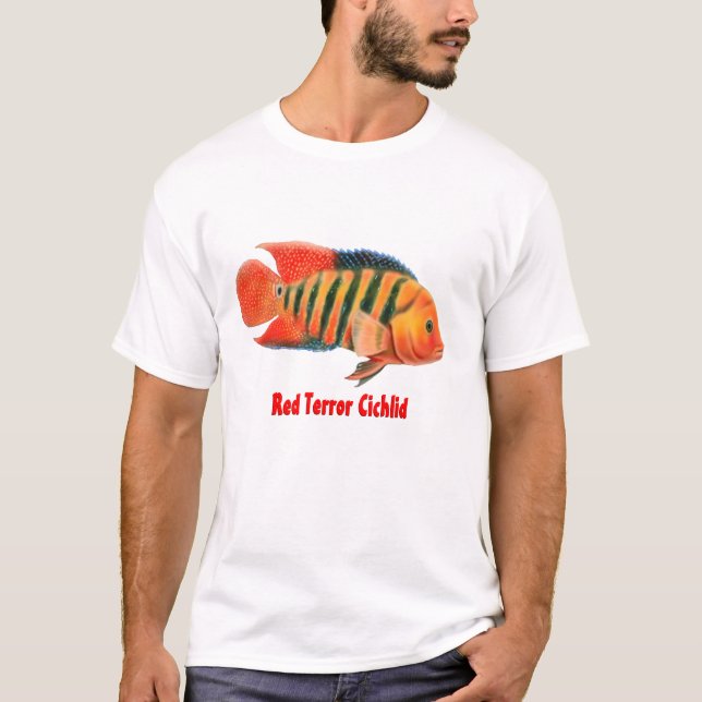 T-shirt rouge de Cichlid de Festae de terreur (Devant)