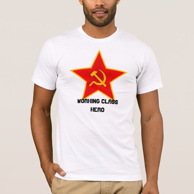 T-shirt rouge de "héros de classe ouvrière" (Devant)