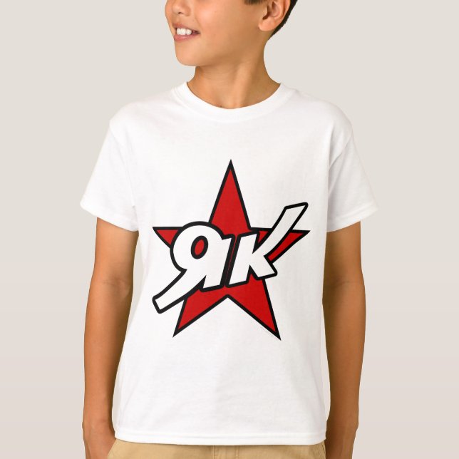 T-shirt rouge de logo d'étoile des yaks 52 (Devant)