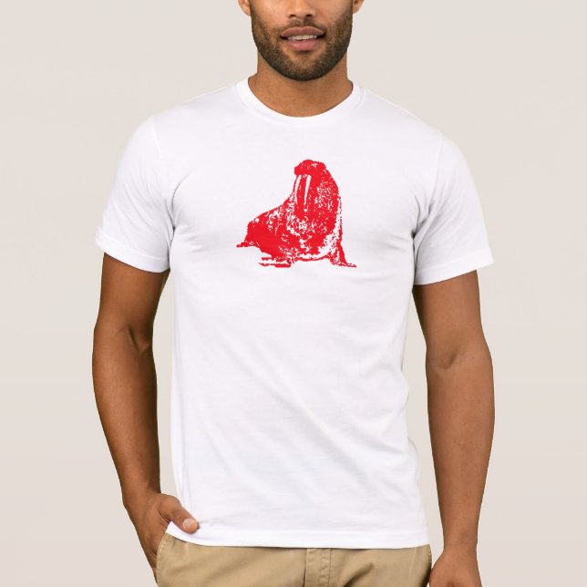 T-shirt rouge de morse (Devant)