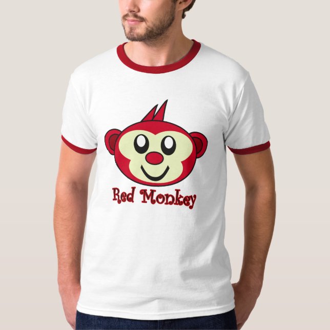 T-shirt rouge de singe (Devant)
