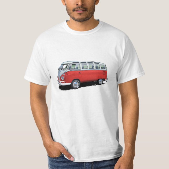 T-shirt rouge de transporteur d'autobus de VeeDub (Devant)