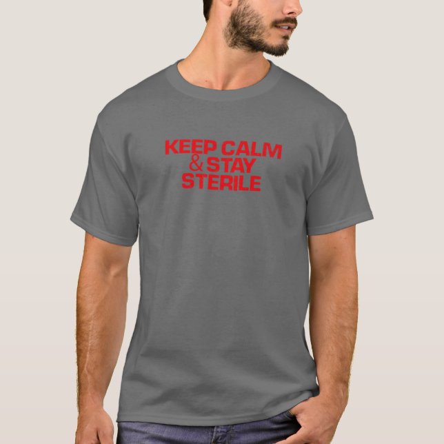 T-shirt Rouge Dire Drôle Garder Le Calme (Devant)