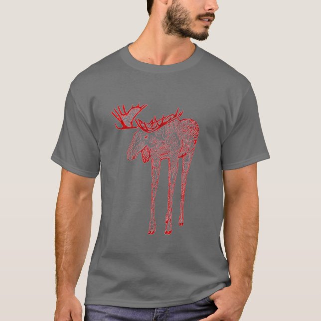 T-shirt rouge d'orignaux (Devant)