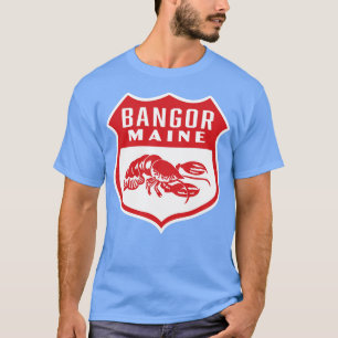 T-shirt Rouge du bouclier rétro Bangor Maine
