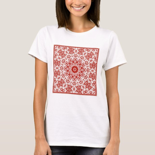 T-shirt rouge et blanc, bandana ethnique (Devant)