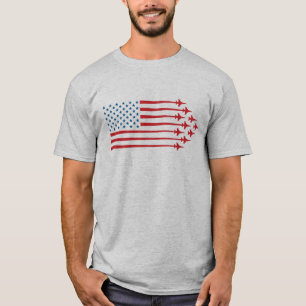 T-shirt Rouge et bleu de drapeau américain de l'avion de