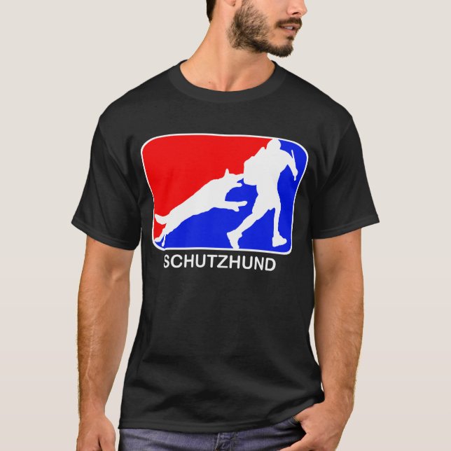 T-shirt rouge et bleu de schutzhund de logo (Devant)