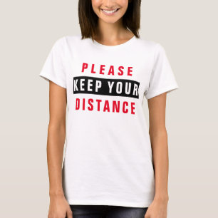 T-shirt Rouge Et Noir S'Il Vous Plaît Gardez Votre Distanc
