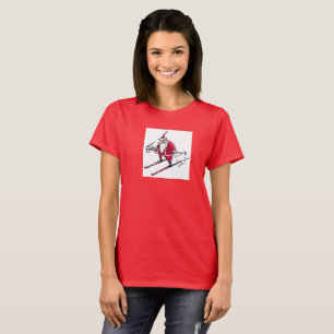T-shirt rouge femme Ski de Père Noël
