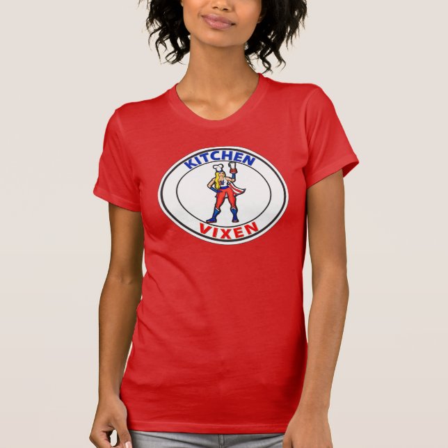 T-shirt rouge femme Vixen de cuisine (Devant)