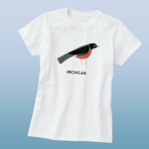 T-shirt Rouge-gorge américain Art Michigan Texte personnal