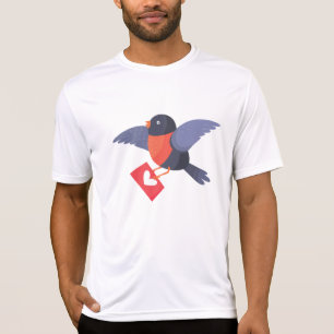 T-shirt Rouge-gorge volant avec lettre d'amour cœur rouge
