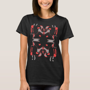 T-shirt Rouge Gris Gris Formes Lignes Art Sud-Ouest Look