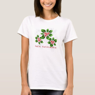 T-shirt Rouge hawaïen de Noël de Mele Kalikimaka de houx