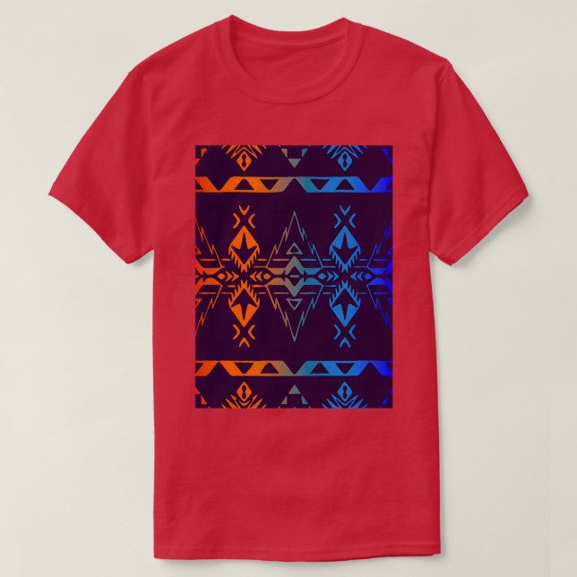 T-shirt Rouge jaune bleu Gradient natif Geo Imprimer V4 (Design devant)