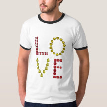 T-shirt rouge jaune en pierre de coeur