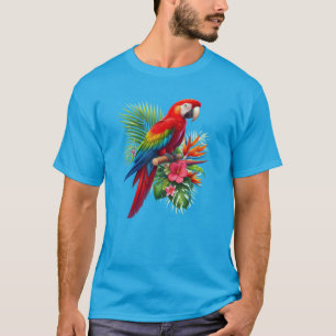 T-shirt Rouge macaw tropical floral