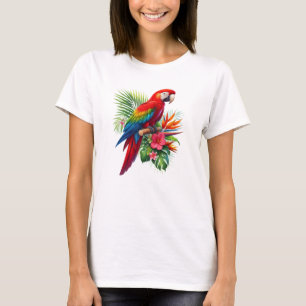 T-shirt Rouge macaw tropical floral