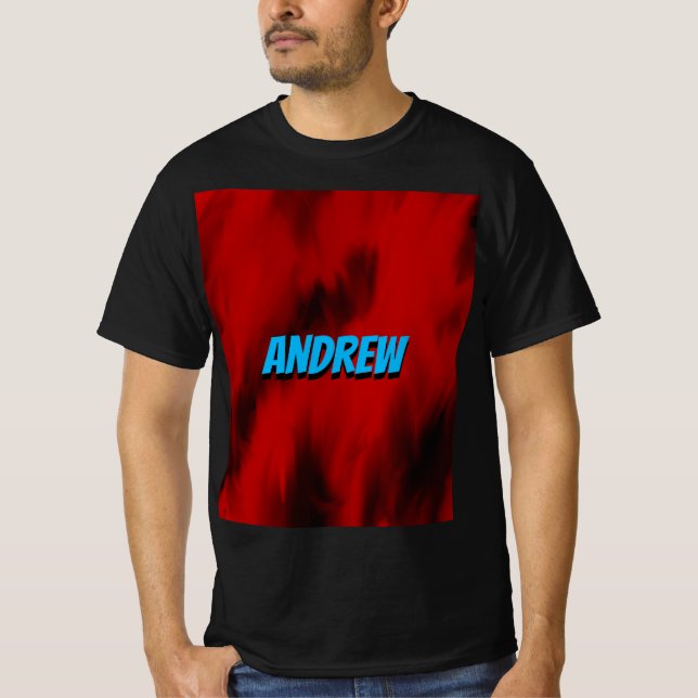 T-shirt Rouge noir flammes moderne géométrique tendance 1 (Devant)