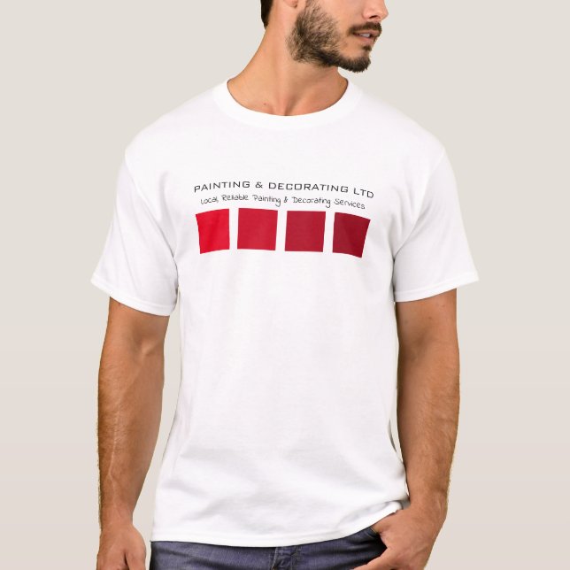 T-shirt Rouge Ombre Carrés, Peintre & Décorateur Advert (Devant)