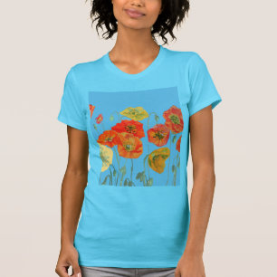 T-shirt Rouge Orange Populaire floral Aquarelle Art Flower