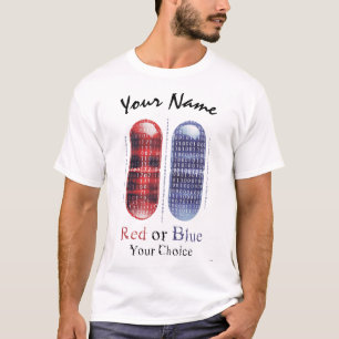 T-shirt Rouge ou bleu - Votre choix   Cyberpunk Pill Art