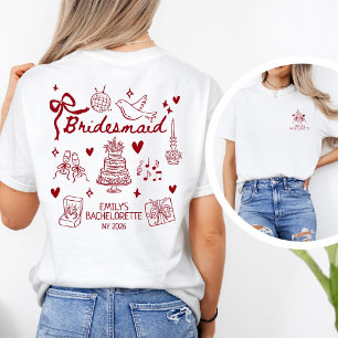 T-shirt Rouge Personnalisé Coquette Demoiselles d'Honneur 