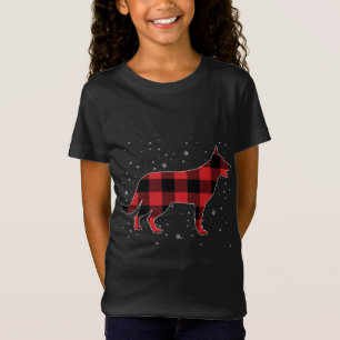 T-Shirt Rouge Plaid Buffalo Allemand Berger Chien de Noël