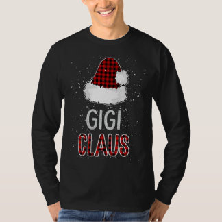 T-shirt Rouge Plaid Gigi Claus - Matching Family Funny Chr