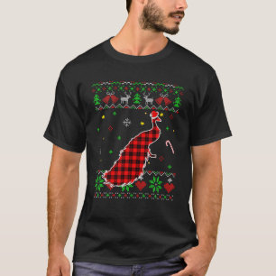 T-shirt Rouge Plaid laide doux Noël Animaux Peacock L