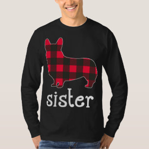 T-shirt Rouge Plaid Soeur Corgi Noël Correspondance de fam
